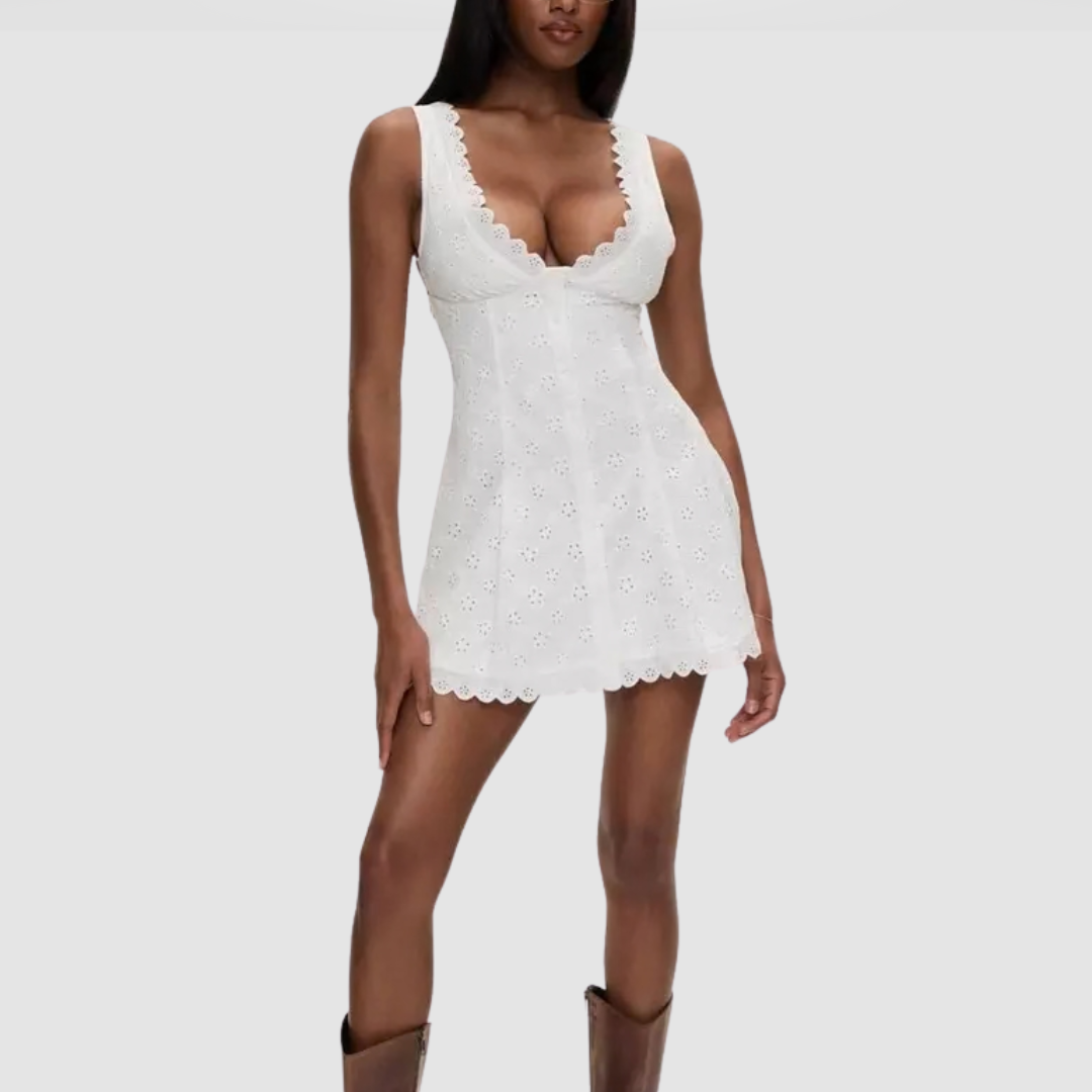 White Broderie Anglaise Mini Dress