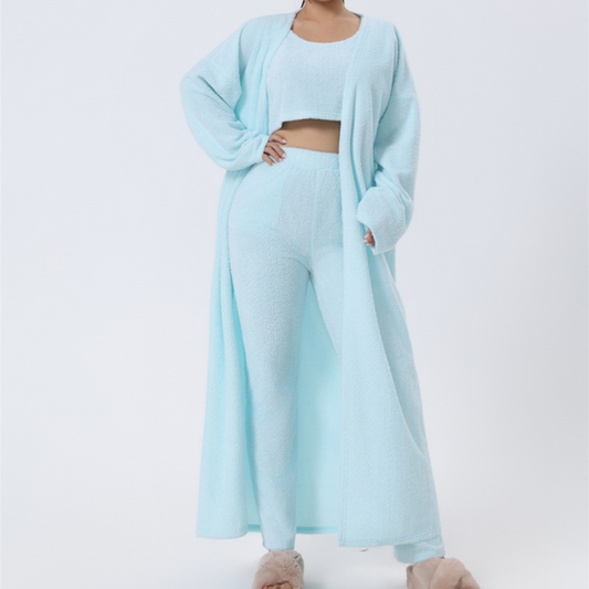 Baby Blue Chic Matching 3-Piece Warm Lounge Set.