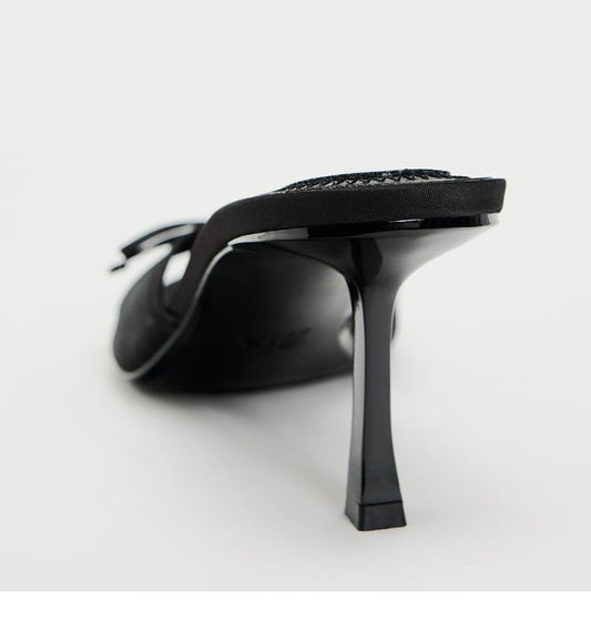 Black Bow Strap Heels