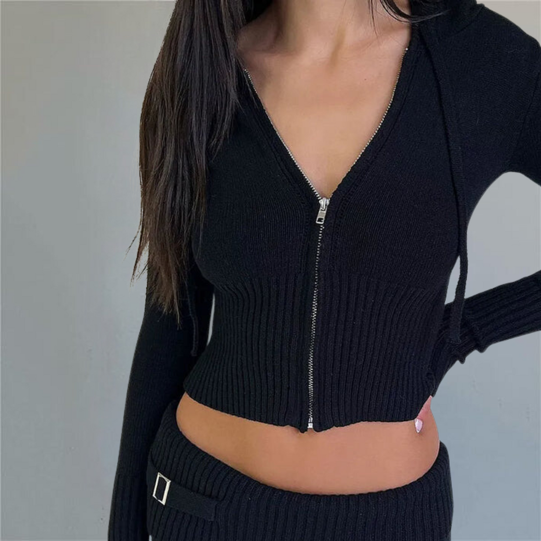 Ivory Two-Piece Knit Sweatsuit Set