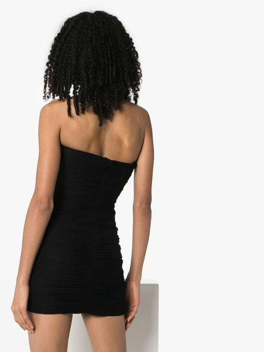 Black Signature Ruched Mini Dress