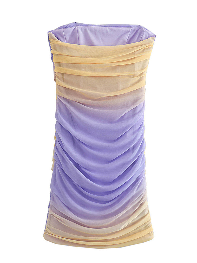 Ombre Ruching Strapless Mini Dress