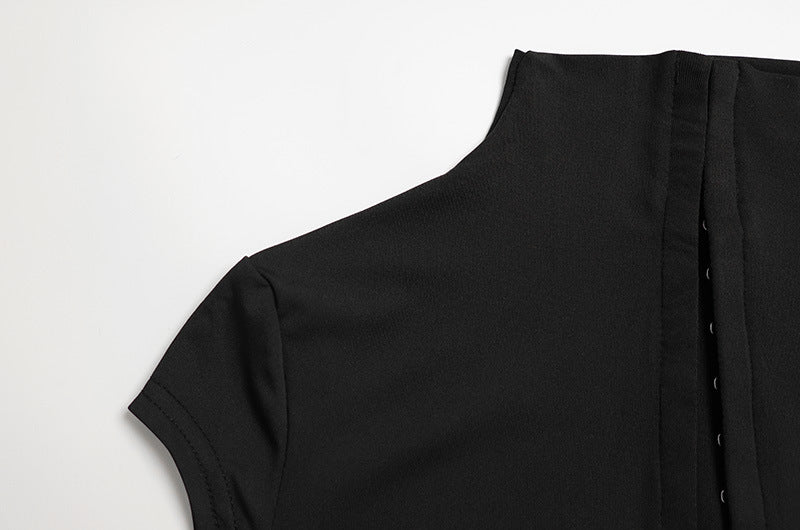 Black Front Closure Neck Cut-Out Maxi Dress