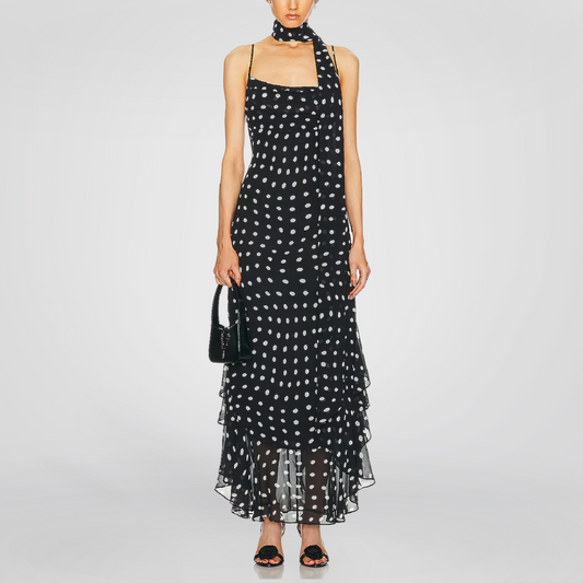 Polka Dot Tiered Maxi Dress