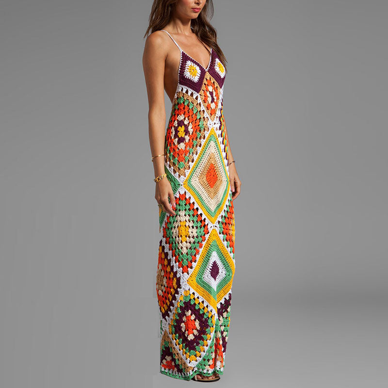 Multicolor Hand Crochet Maxi Dress