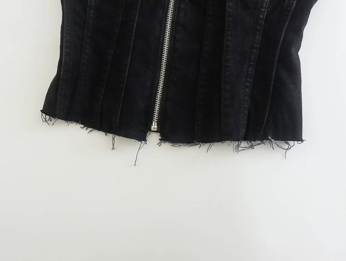 Black Sleeveless Denim Corset Top