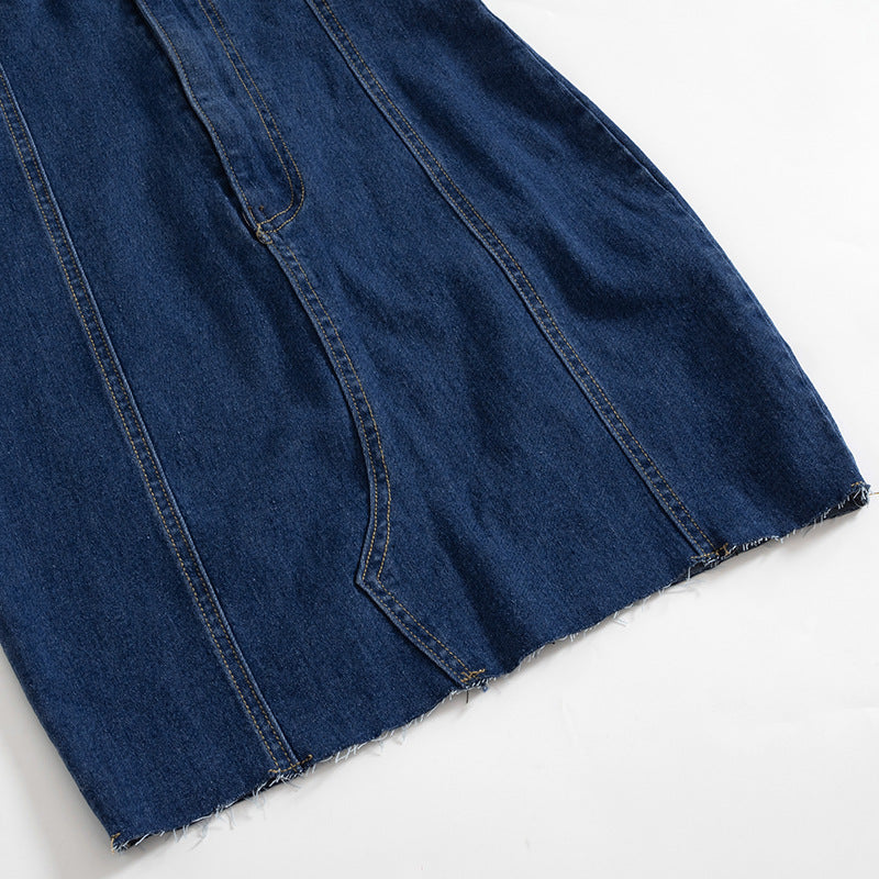 Dark Blue Denim Strapless Jeans Dress