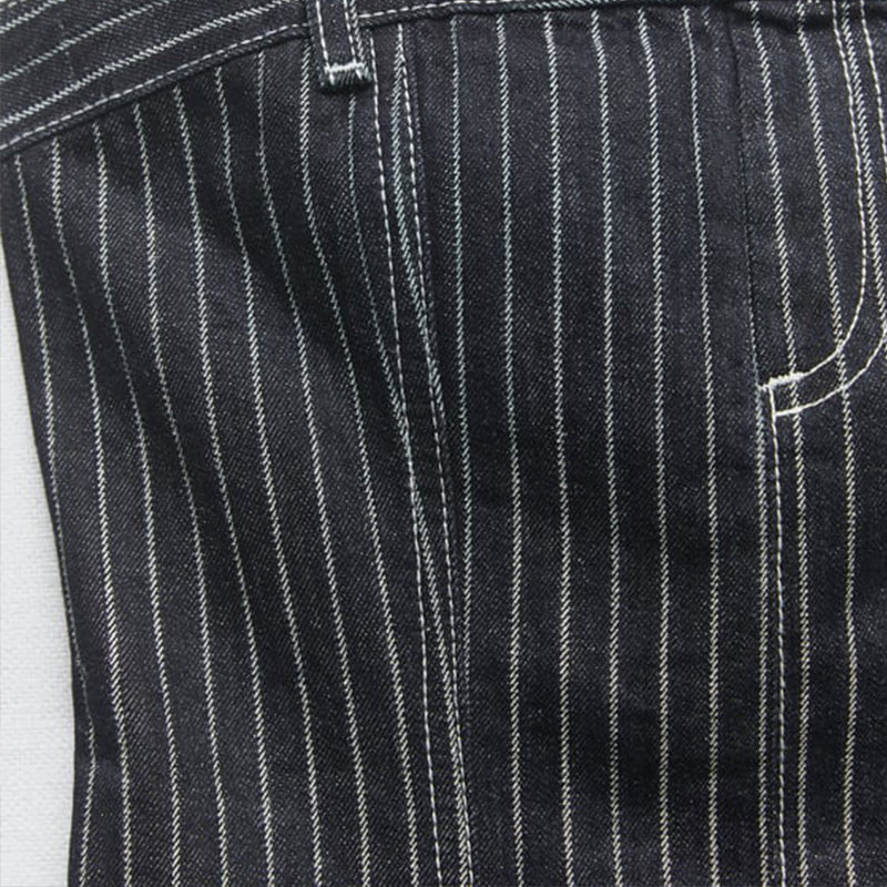 Sleeveless Pinstripe Jeans Denim Top