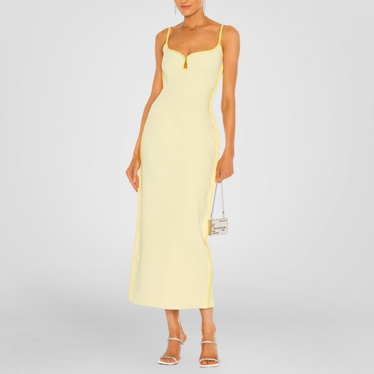 Neon Lining Beige Jersey Dress