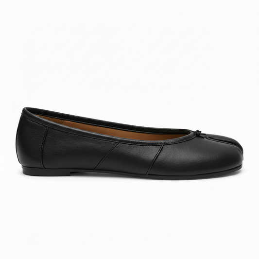 Black Vegan Leather Tabi Ballet Flats