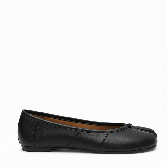 Black Vegan Leather Tabi Ballet Flats