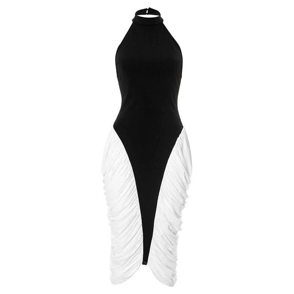 Contrast Draped Tulip Midi Dress  ADONIS BOUTIQUE
