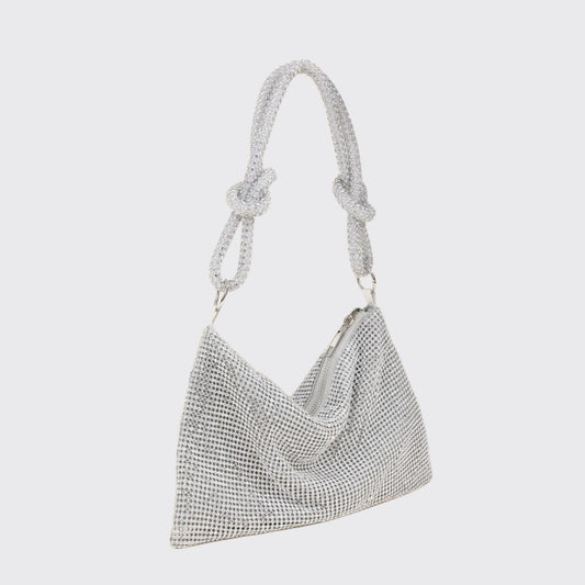 Silver Rhinestones Evening Clutch Bag