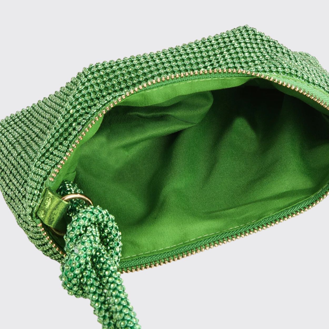 Green Rhinestones Evening Clutch Bag