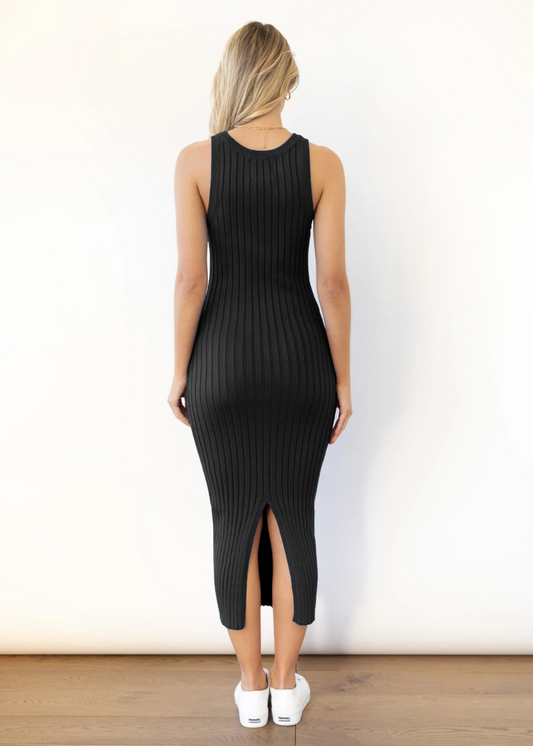 Black Casual Knit Tank Dress