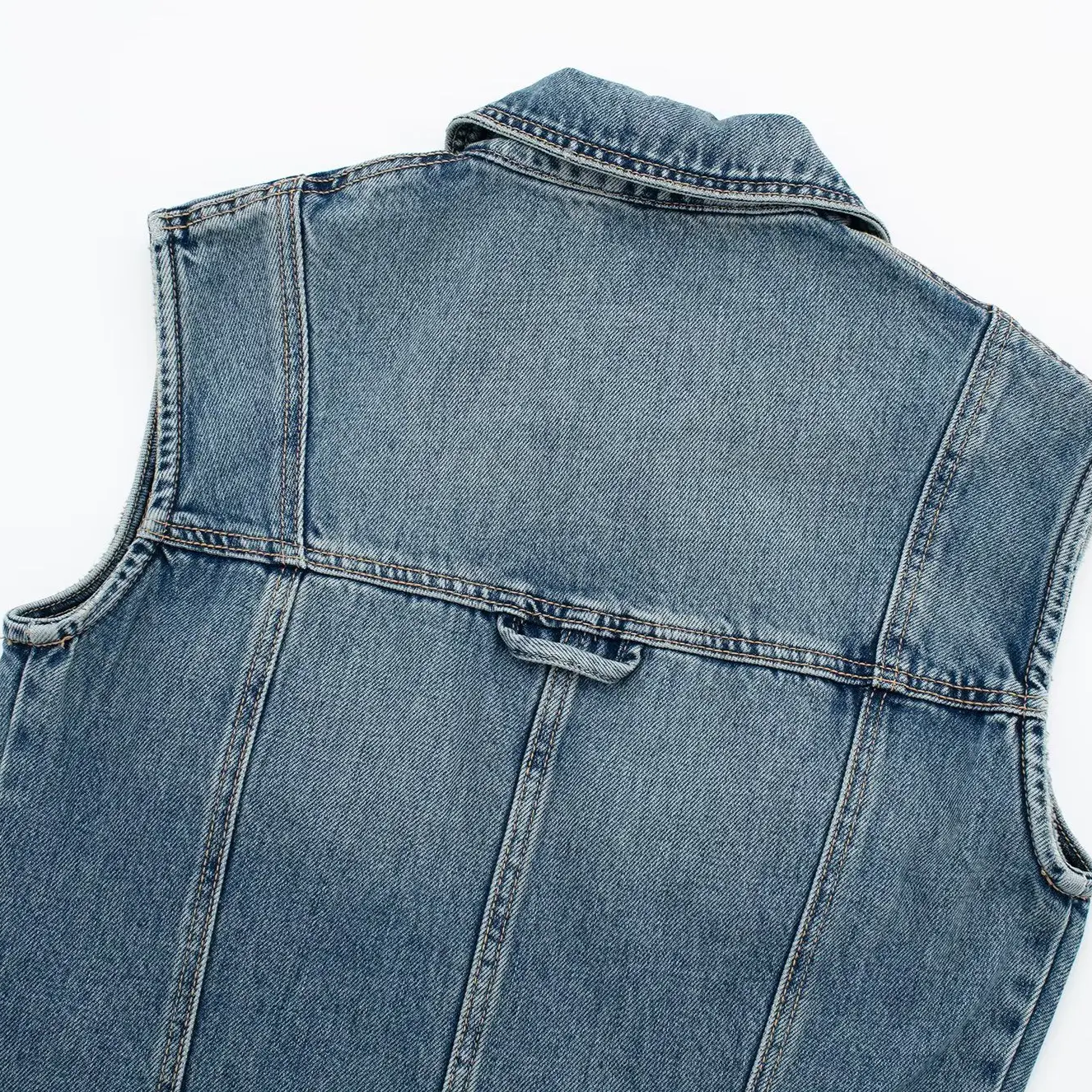 Blue Denim Sleeveless Long Dress
