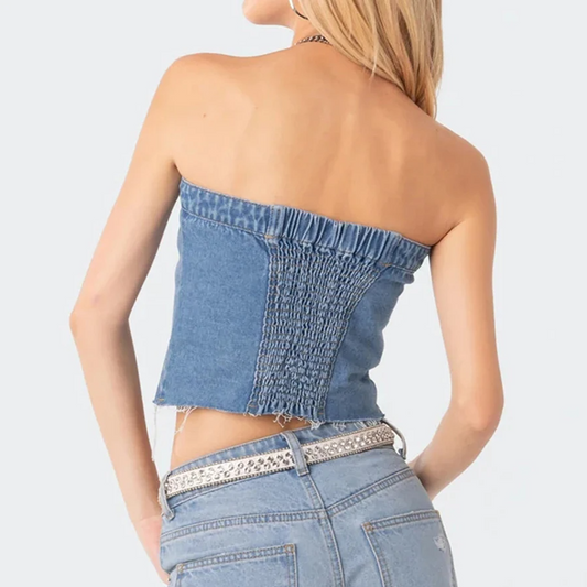 Sleeveless Denim Corset Top