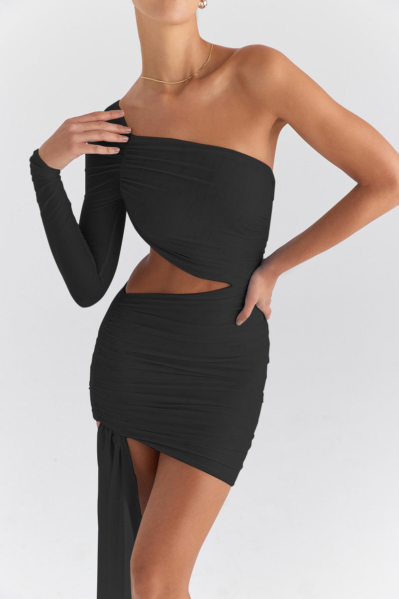 Black Backless Cut-out Mini Dress