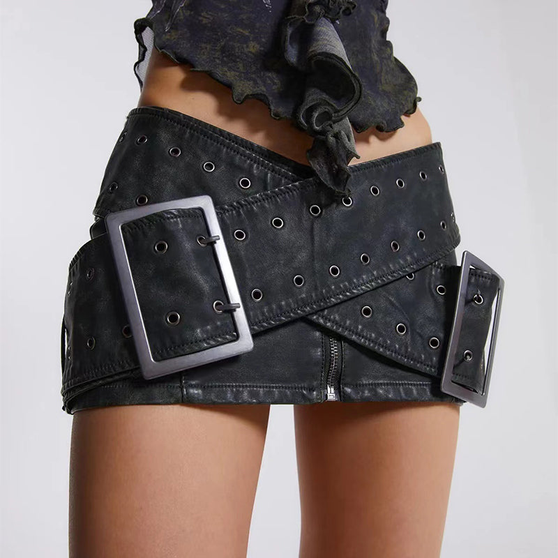 Low Waist Micro Mini Belt Skirt