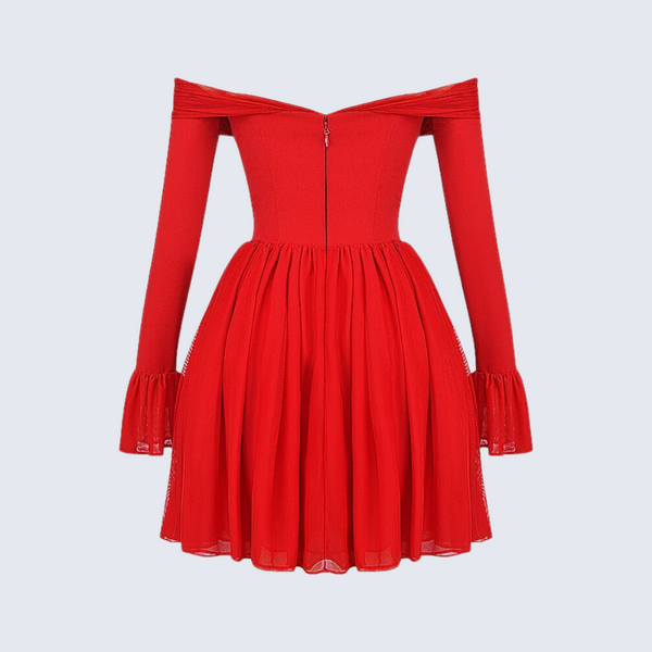 Red Off Shoulder Flare Dress ADONIS BOUTIQUE Red Off Shoulder Flare Dress ADONIS BOUTIQUE