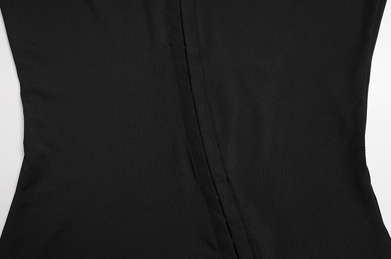 Black Front Closure Neck Cut-Out Maxi Dress