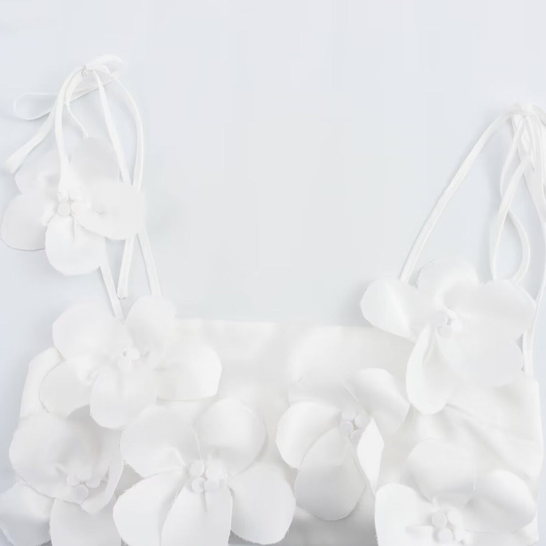 White Flowers Flower-Embellished Top – ADONIS BOUTIQUE