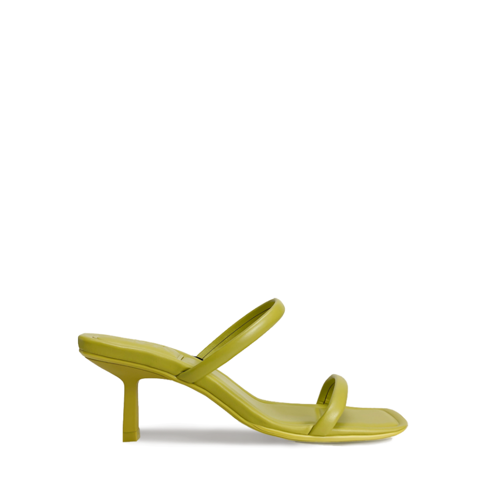 Pistachio Green Double Strap Leather Sandals