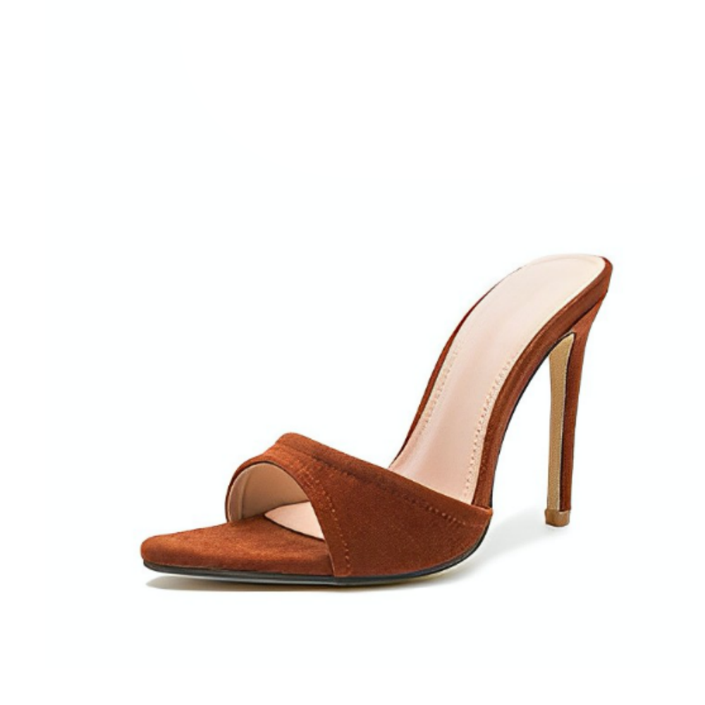 Brown Pointed Toe Stiletto Mules