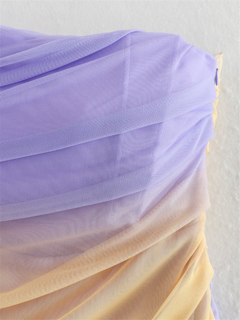 Ombre Ruching Strapless Mini Dress