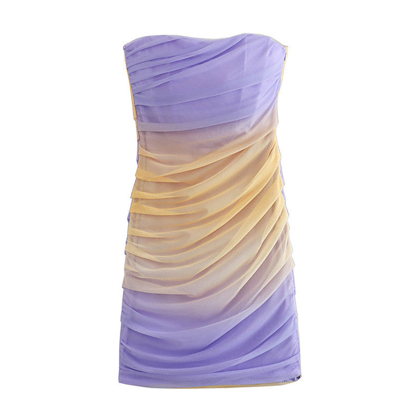 Ombre Ruching Strapless Mini Dress
