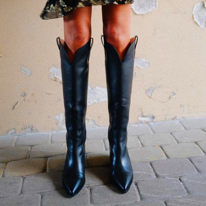 Black Knee High Cowboy Boots