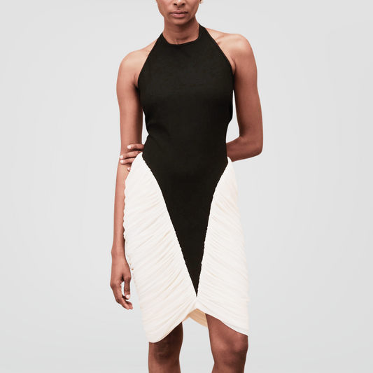 Contrast Draped Tulip Midi Dress