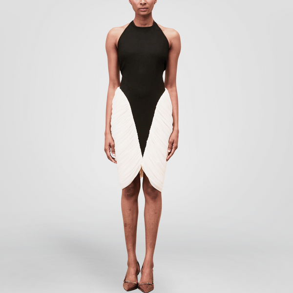 Contrast Draped Tulip Midi Dress – ADONIS BOUTIQUE