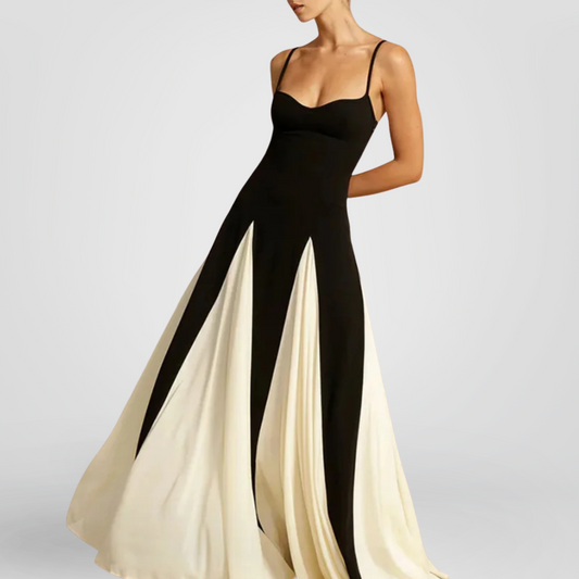 Black and White Contrast Maxi Dress