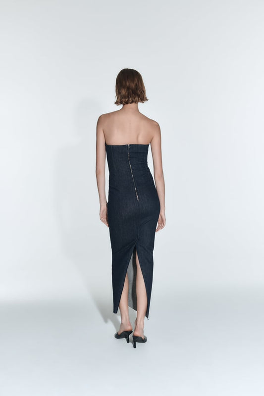 Strapless Sleeveless Denim Dress
