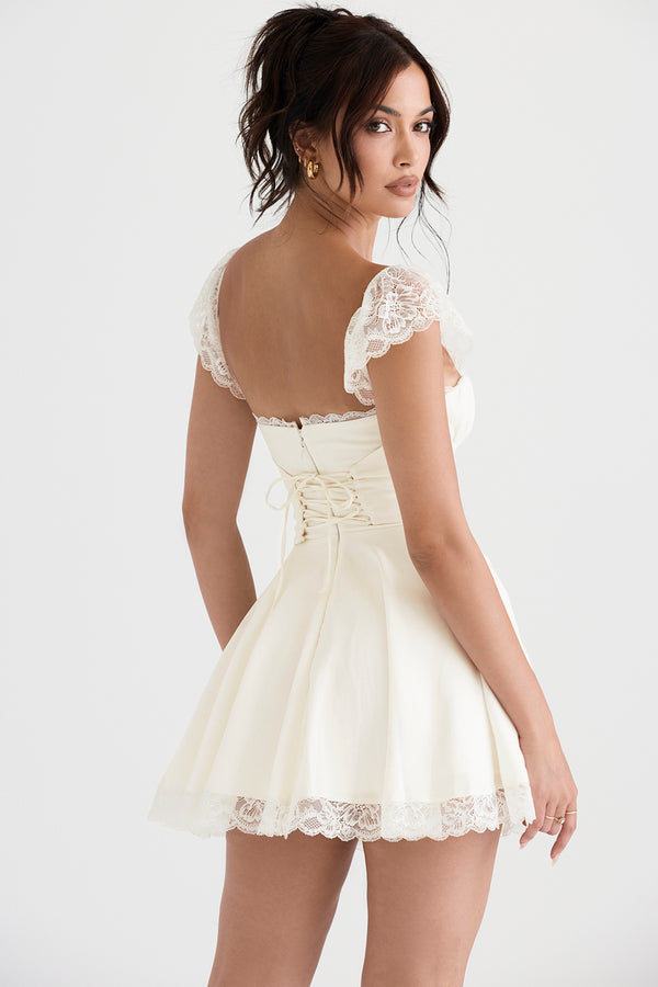 White A-line lace Mini Dress – ADONIS BOUTIQUE