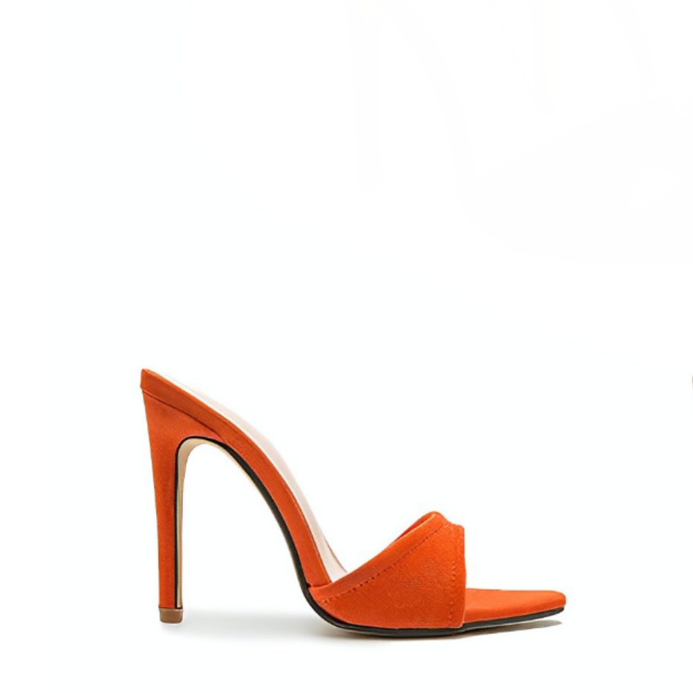 Orange Pointed Toe Stiletto Mules