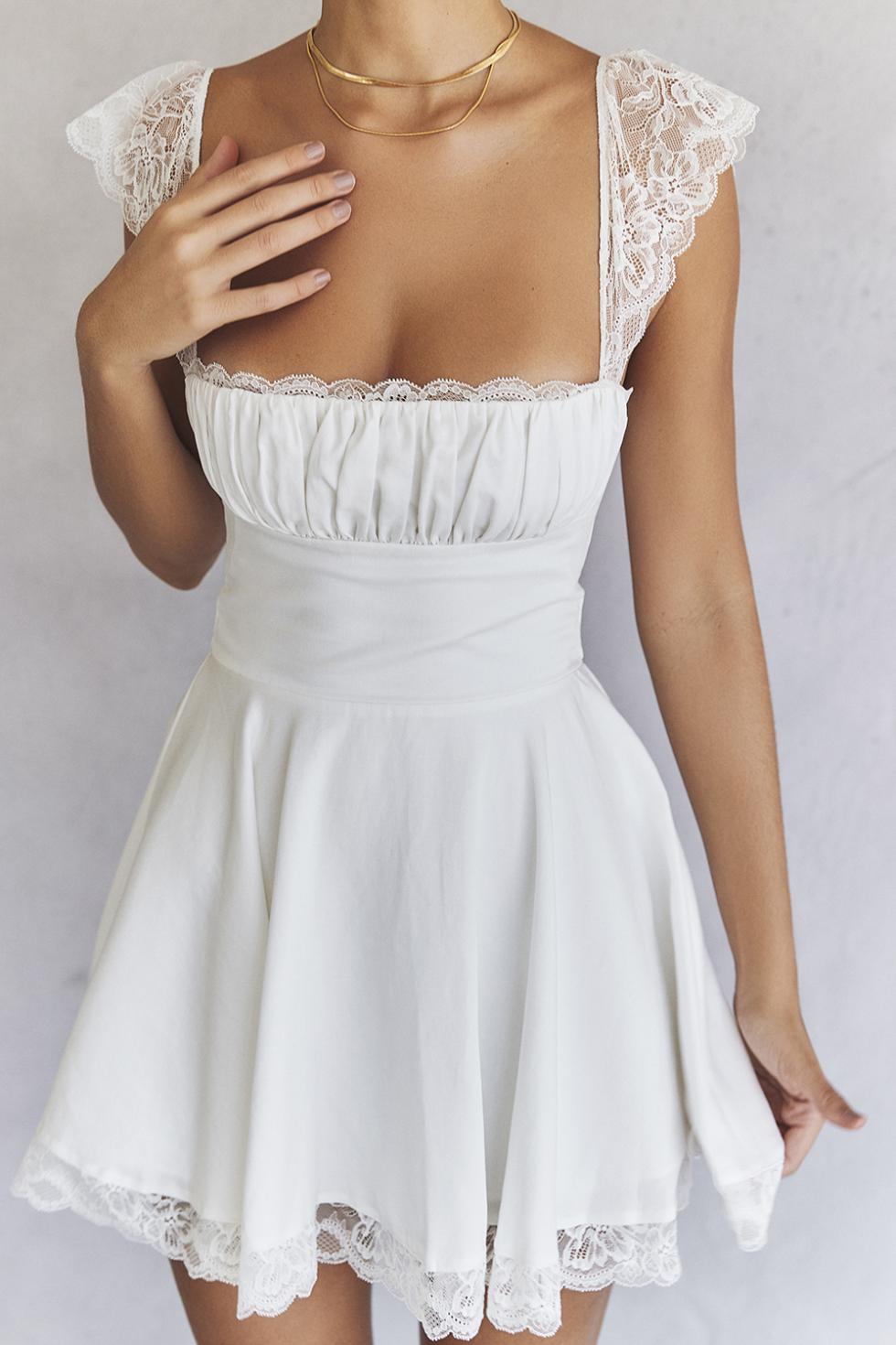 White A-line lace Mini Dress – ADONIS BOUTIQUE