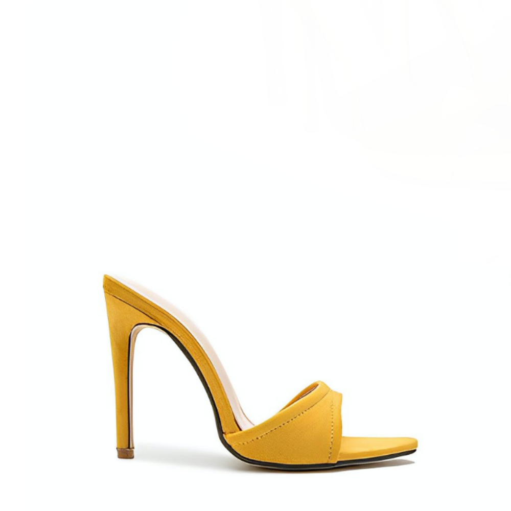 Yellow Pointed Toe Stiletto Mules