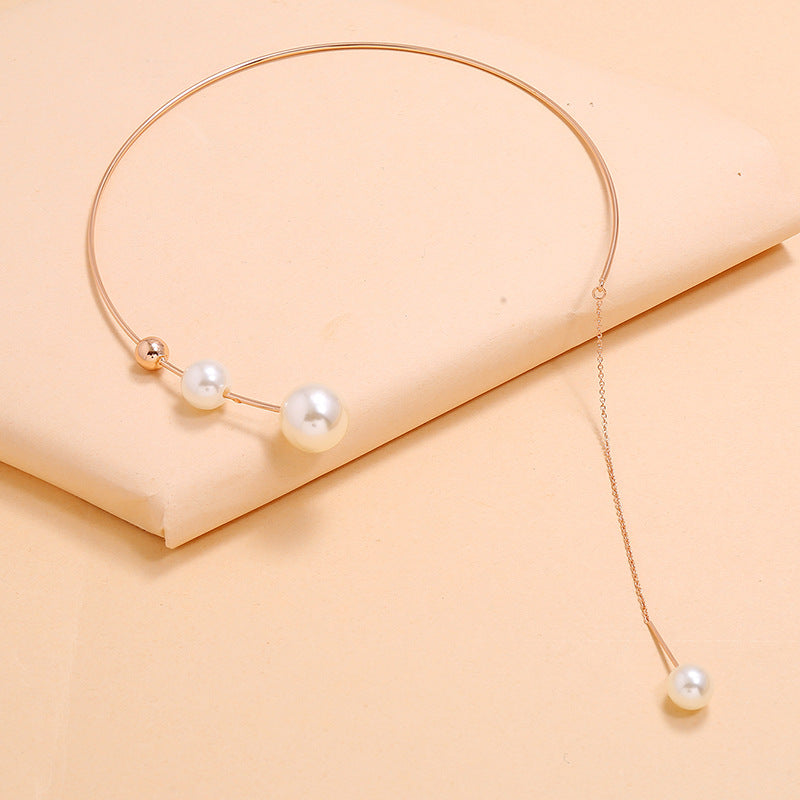 High Fashion Simple Pearl Tassel Necklace