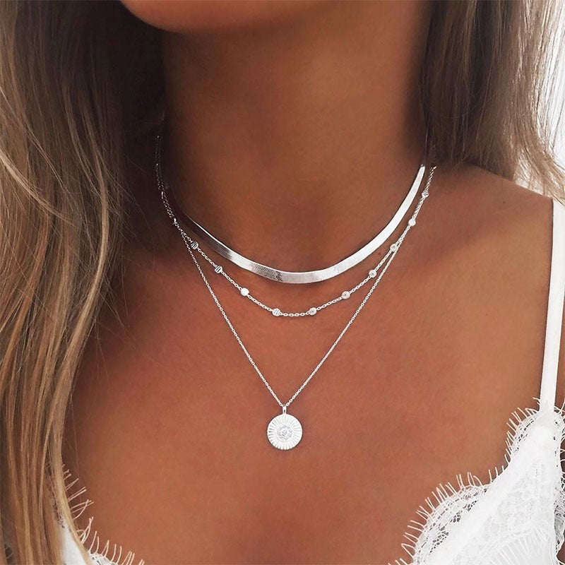 Simple Multi-layer Lotus Pendant Necklace