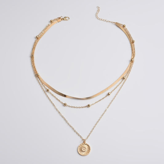 Simple Multi-layer Lotus Pendant Necklace
