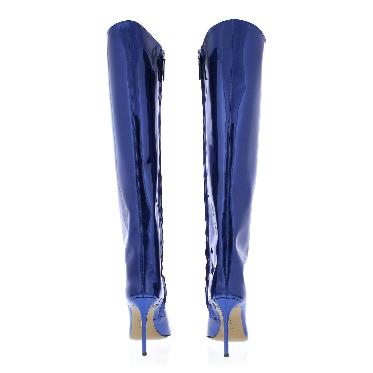 Blue High Fashion Metallic Knee High Boots