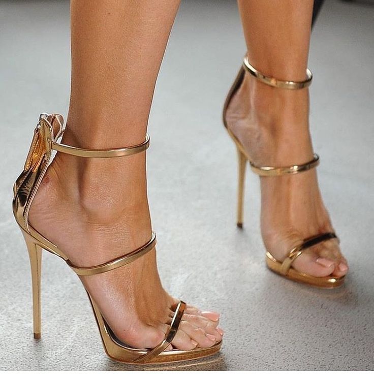 Rose Gold Metallic Triple Strap Stiletto Heel Sandals