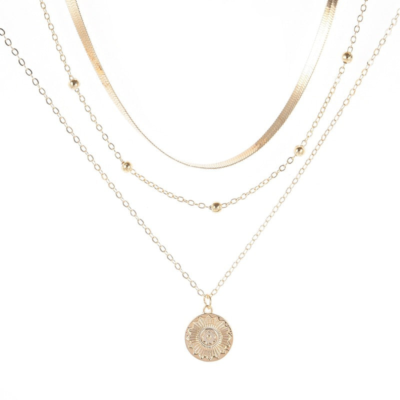 Simple Multi-layer Lotus Pendant Necklace