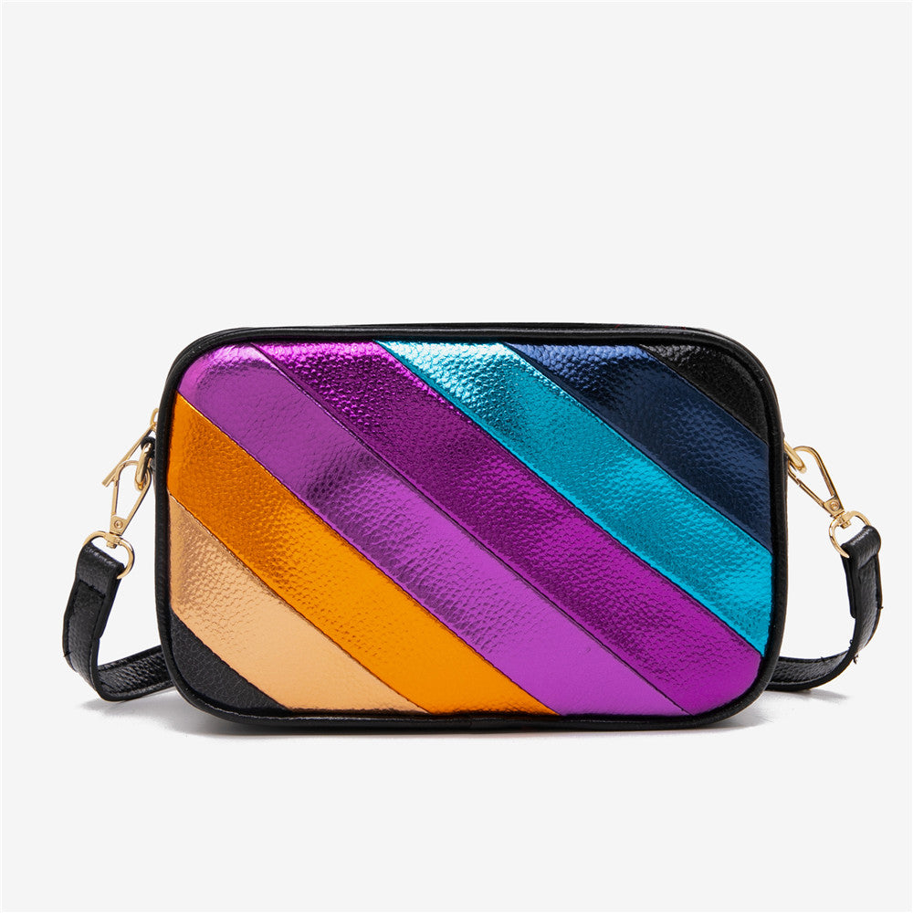 Rainbow Metallic PU Leather Crossbody Bag