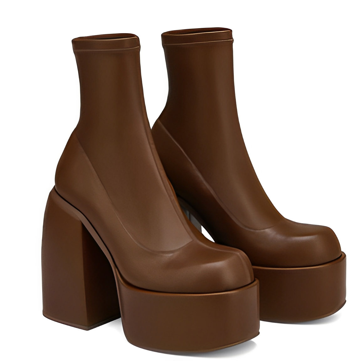 Brown Edgy Chunky Heeled Platform Boots