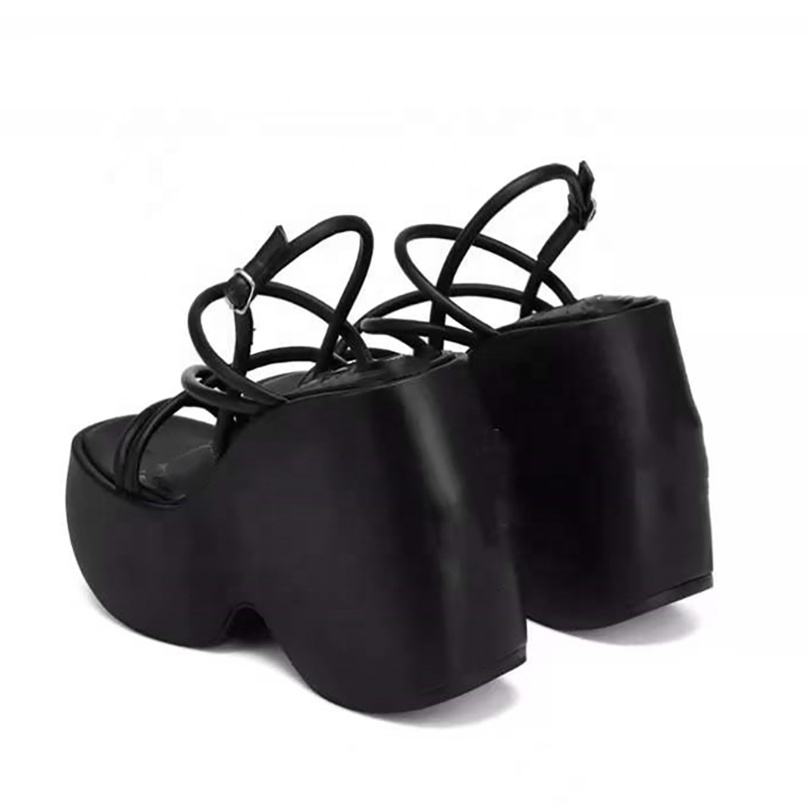 Black High-heeled platform Ankle Strap Sandals