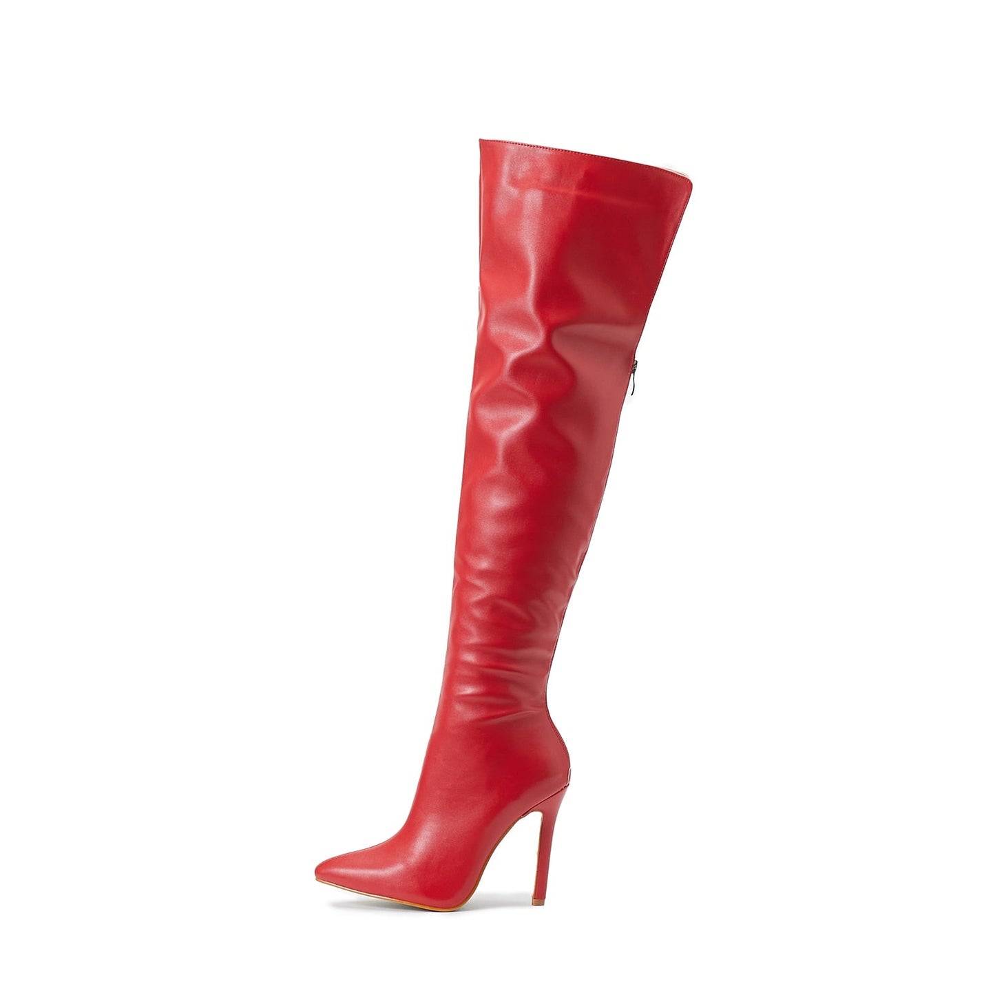 Red Leather Thigh High Boots