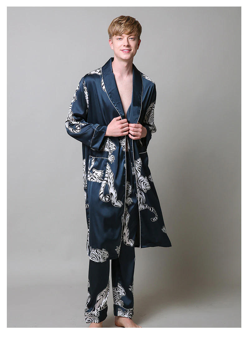 Mens silk 2025 kimono robe